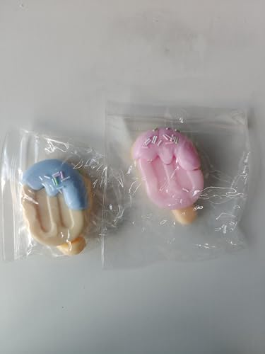 Anboor 2 Stück Eiscreme-Quetschspielzeug, weiches, künstliches EIS am Stiel-Quetschspielzeug, Stressabbau für Kinder und Erwachsene, Geburtstagsgeschenk für Autisten (Pink, Blau) von ANBOOR
