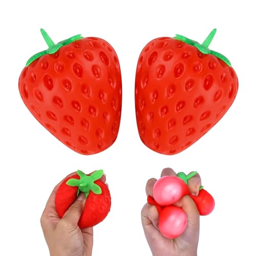 Anboor 2 Stück Erdbeer-Squishy-Stressball, Obst-Sensorbälle für Kinder und Erwachsene, Simulation Erdbeer Stressabbau Stress Squeeze Fidget Spielzeug als Geburtstagsgeschenke Anboor 2 Stück Erdbeer-Squishy-Stressball, Obst-Sensorbälle für Kinder und Erwachsene, Simulation Erdbeer Stressabbau Stress Squeeze Fidget Spielzeug als Geburtstagsgeschenke von ANBOOR