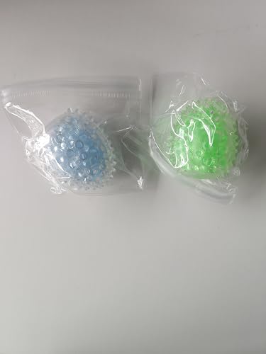 Anboor 2er Set Handgemachte Stressbälle, Igel Quetschbälle Stressabbau Sensorik-Perlen für Kinder und Erwachsene, Geräuschvolle Squishies Bälle für Partygeschenke (Blau & Grün) von ANBOOR