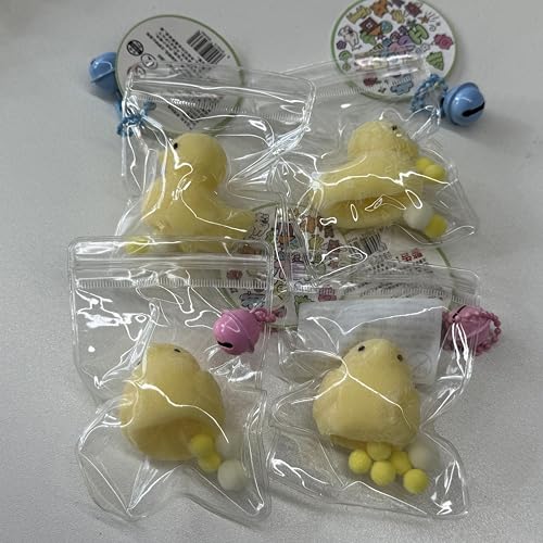 ​​Anboor 4 Stück Mini-Entenküken-Squishies-Spielzeug, Kawaii Flauschige Enten-Squeeze-Tiere für Rucksäcke, sensorische Stressspielzeuge für Kinder und Erwachsene (Zufällige Farben)​​ von ANBOOR