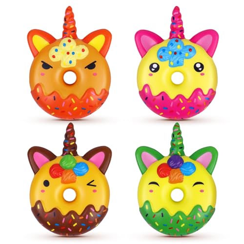 Anboor 4 Stück Squishies, niedliche Einhorn Donut Squishies, langsam aufsteigende Lebensmittel Squishies zur Stressreduktion für Kinder, Tier-Schaum-Squishies-Spielzeug als Geburtstagsgeschenke Anboor 4 Stück Squishies, niedliche Einhorn Donut Squishies, langsam aufsteigende Lebensmittel Squishies zur Stressreduktion für Kinder, Tier-Schaum-Squishies-Spielzeug als Geburtstagsgeschenke von ANBOOR
