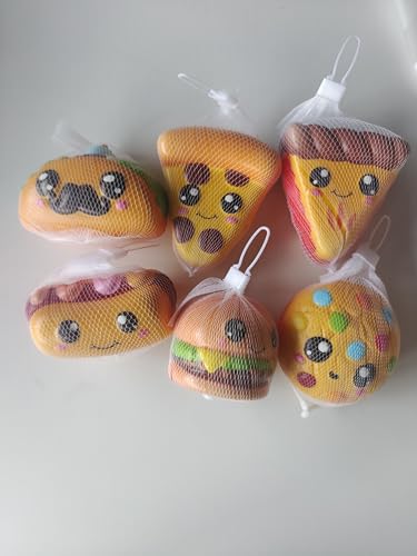 Anboor 6 Stück Lebensmittel Slow Rise Squishies Spielzeug, Pizza Keks Hamburger Hotdog Taco Langsam Rückfedernde Quetsch Fidget Spielzeuge Stressabbau für Kinder Jugendliche Erwachsene von ANBOOR
