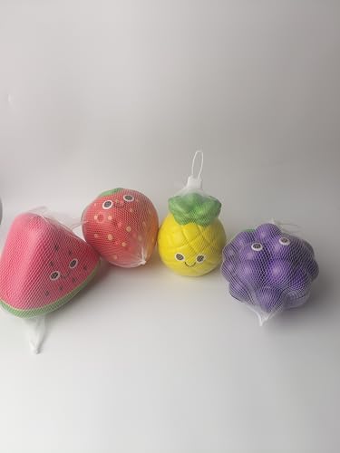 Anboor Frucht Squishies Spielzeug Set - 4 Stück Kawaii Erdbeere Melone Ananas Traube Slow Rising Quetschspielzeug Stressabbau von ANBOOR
