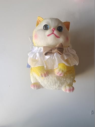 Anboor Große Katze, süßes, goldfarbenes Katzen-Quetschspielzeug mit Schleife, realistisches, klebriges Tier-Quetschspielzeug für Kinder und Erwachsene, Geburtstagsgeschenk für Autisten (16 cm) von ANBOOR