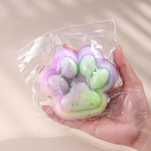 Anboor Große süße Katzenpfote Squishies – Kawaii Farbverlauf-Katzenpfote Squeeze Stressabbau-Spielzeug, Superweiches Zappel-Sensibilitätsspielzeug für Kinder und Erwachsene Erwachsene (Farbverlauf) von ANBOOR