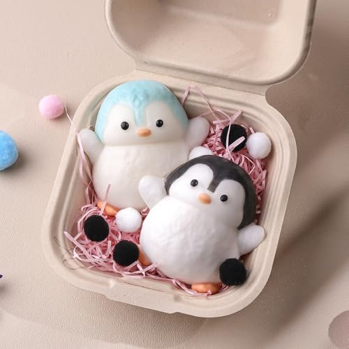 Anboor Pinguine Squishies-Spielzeug (2er-Pack) – 7,6 cm große, süße, weiche Pinguine zum Stressabbau, Kawaii-Partygeschenke für Kinder und Erwachsene (Blau & Schwarz) von ANBOOR