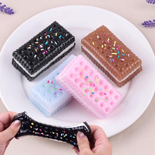 Anboor Sandwich-Keks-Squishies Quetschspielzeug, 4er-Pack weiches stresslinderndes Sensorik-Spielzeug, Novelty Fidget-Spielzeug für Kinder, Jugendliche & Erwachsene Anboor Sandwich-Keks-Squishies Quetschspielzeug, 4er-Pack weiches stresslinderndes Sensorik-Spielzeug, Novelty Fidget-Spielzeug für Kinder, Jugendliche & Erwachsene von ANBOOR