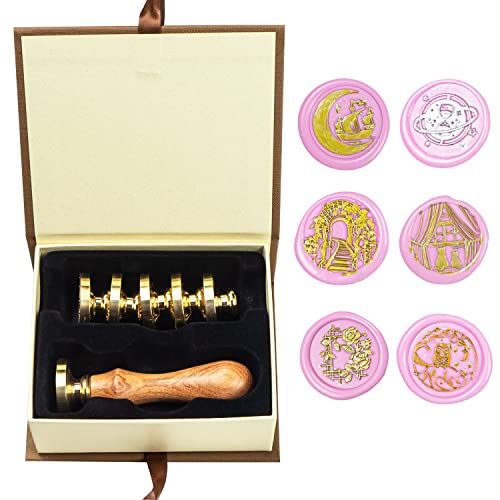 Wachs-Siegel-Stempel-Set, ANBOSE Tier Wachs-Siegel-Stempel-Set mit 6 PCS abnehmbare Messingköpfe und 1 Holzgriff, Katze Eule Boot Rose Siegel Wachsstempel für Karten Einladungen Wachs-Siegel-Stempel-Set, ANBOSE Tier Wachs-Siegel-Stempel-Set mit 6 PCS abnehmbare Messingköpfe und 1 Holzgriff, Katze Eule Boot Rose Siegel Wachsstempel für Karten Einladungen von ANBOSE
