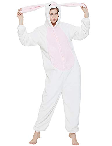 ANBOTA Osterhasen-Kostüm, Kaninchen-Einteiler für Erwachsene Damen Herren Halloween Pyjama - Beige - X-Large von ANBOTA