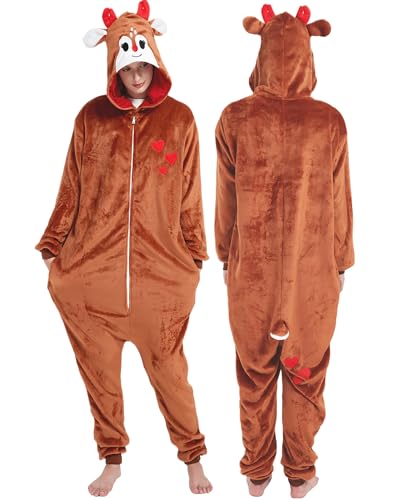 ANBOTA Rentier-Kostüm, Hirsch-Einteiler für Erwachsene, Damen, Herren, Halloween-Pyjama, love, Medium ANBOTA Rentier-Kostüm, Hirsch-Einteiler für Erwachsene, Damen, Herren, Halloween-Pyjama, love, Medium von ANBOTA