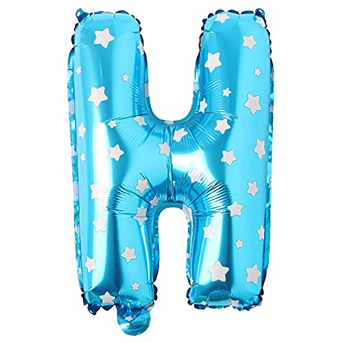 ANCLLO 45,7 cm Einzelne blau mit Stern Alphabet Buchstaben Luftballons Aluminium hängende Folie Ballon Hochzeit Geburtstag Party Dekoration Ballons Buchstabe H von ANCLLO