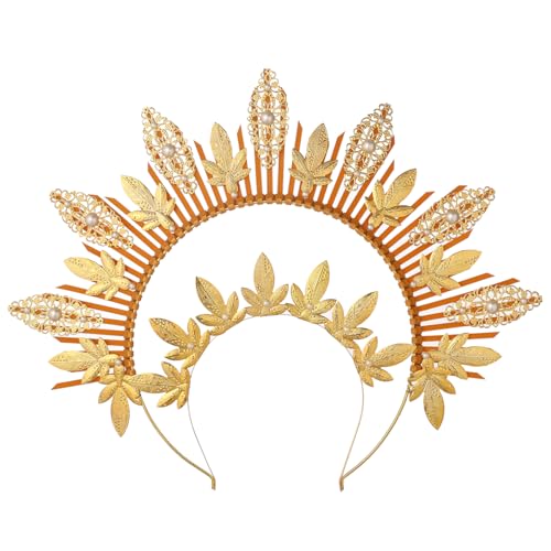 ANDHOM Goldener Kopfschmuck für Damen, Party, Heiligenschein, Krone, Hochzeit, Kopfschmuck, Partys, Halloween, 05-Gold, Einheitsgröße ANDHOM Goldener Kopfschmuck für Damen, Party, Heiligenschein, Krone, Hochzeit, Kopfschmuck, Partys, Halloween, 05-Gold, Einheitsgröße von ANDHOM