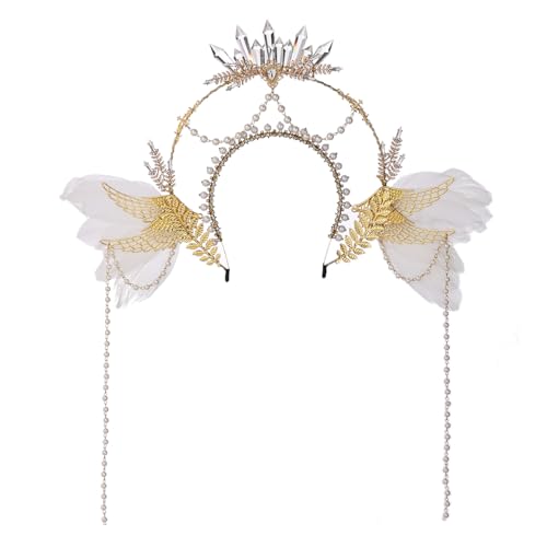 ANDHOM Goldener Kopfschmuck für Damen, Party, Heiligenschein, Krone, Hochzeit, Kopfschmuck, Partys, Halloween, 13-Gold, Einheitsgröße von ANDHOM