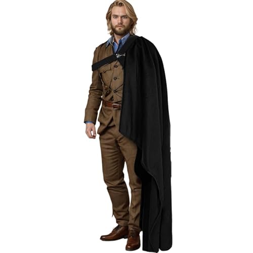 ANDHOM Mittelalterlicher Schal für Herren, Wikinger, Steampunk, Schulterumhang, Halloween, Musketierumhang, Schwarz ANDHOM Mittelalterlicher Schal für Herren, Wikinger, Steampunk, Schulterumhang, Halloween, Musketierumhang, Schwarz von ANDHOM