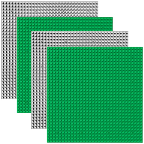 ANDIMEI Bauplatten 32x32 Kompatibel Grundplatte - 4 Stück 25.5x25.5cm Classic Grüne Graue Platten Set Kompatibel mit Meisten Marken von ANDIMEI