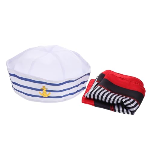 ANDRESLAD 1 Satz Modischer Matrosenhut mit Schal Verstellbare Marinekappe für Partys Reisen und Kostüme Eleganter Schals für Stilvolle Auftritte von ANDRESLAD