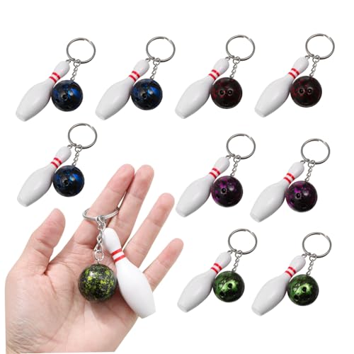 ANDRESLAD 10 Stück Teiliges Mini Bowling Schlüsselanhänger Lebendige Sport deko Vielseitig als Schlüssel Taschenanhänger Zufällige Farben Detailgetreues Design Bowling party Zufällige Farbe von ANDRESLAD