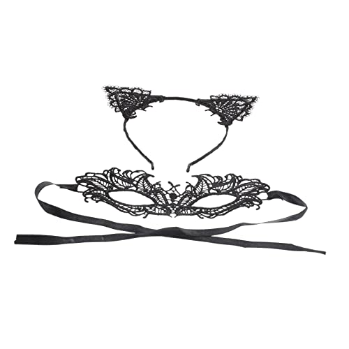 ANDRESLAD 1Satz Dekoratives Haarband Augenmaske Schwarzes Stirnband Halbmaske für Halloween Party Cosplay Festliche Anlässe Atmungsaktiv Leicht Sicheres Material von ANDRESLAD