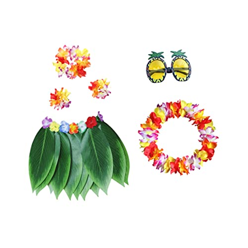 ANDRESLAD 1Satz Hawaiianisches Kostümset mit Künstlichem Blattrock Teiliges Set mit Farbenfrohen Accessoires Brille Stirnband Armbändern für Tropische Luau Partys ANDRESLAD 1Satz Hawaiianisches Kostümset mit Künstlichem Blattrock Teiliges Set mit Farbenfrohen Accessoires Brille Stirnband Armbändern für Tropische Luau Partys von ANDRESLAD
