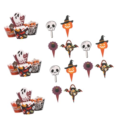 ANDRESLAD 2 Sätze Halloween Cupcake Dekorationen Spooky Cake Toppers Gespenstisch Bats Kürbis Party Deko Für Shower Und Geburtstag von ANDRESLAD