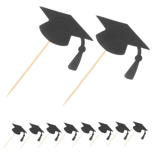 ANDRESLAD 24 Stück Teiliges Graduation Cake Topper Abschluss Mützen Cupcake Topper Einfache Anwendung Vielseitig für Kuchen Aller Einzigartige Abschlussfeier Dekoration für Schule und Party von ANDRESLAD