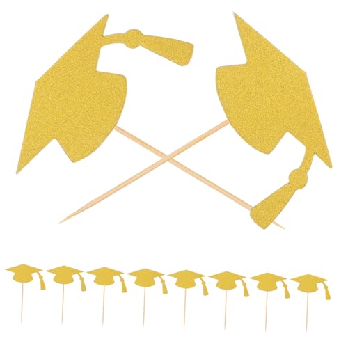 ANDRESLAD 24 Stück Teiliges Graduation Cake Toppers Goldfarben Graduation Cap Cupcake Topper Vielseitige Abschluss Tortendeko für Schulabschlussfeiern Einfach Einzusetzen Besondere von ANDRESLAD