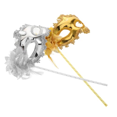 ANDRESLAD 2pcs Masquerade Maske Venezianische Maske Mit Stick Mardi Gras Dekorationen Halloween Cosplay Party Kostümmaske ANDRESLAD 2pcs Masquerade Maske Venezianische Maske Mit Stick Mardi Gras Dekorationen Halloween Cosplay Party Kostümmaske von ANDRESLAD