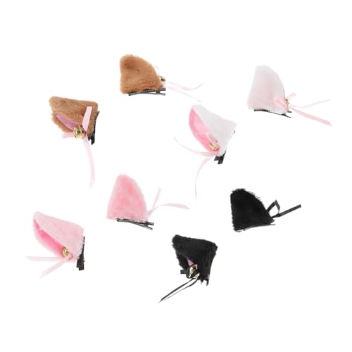 ANDRESLAD 4 Paare Katzenohren Haarklammern mit Glocken Süße Cosplay Haarclips in Schwarz Rosa Camel Halloween Kostüm Zubehör für Party und Maskerade von ANDRESLAD