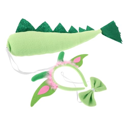 ANDRESLAD Dinosaurier Kostümset für Weicher Dinosaurier Haarreif und Fliege für Rollenspiele Geburtstagsfeiern und Alltägliches Tier Cosplay Grün von ANDRESLAD