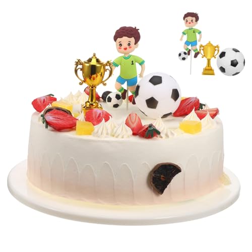 ANDRESLAD Fußball Geburtstagstorten Deko Wiederverwendbare Fußball Tortenstecker in Lebhaften Farben Flexibel Passend für Verschiedene Kuchen für Kindergeburtstag von ANDRESLAD