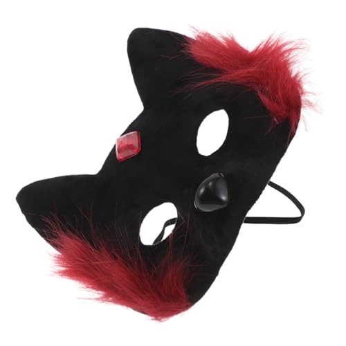ANDRESLAD Halloween Katzen Cosplay Katzenkopf in Rot Schwarz für Erwachsene Wiederverwendbar Dekorative Tiermaske für Halloween Party und Kostümzubehör von ANDRESLAD