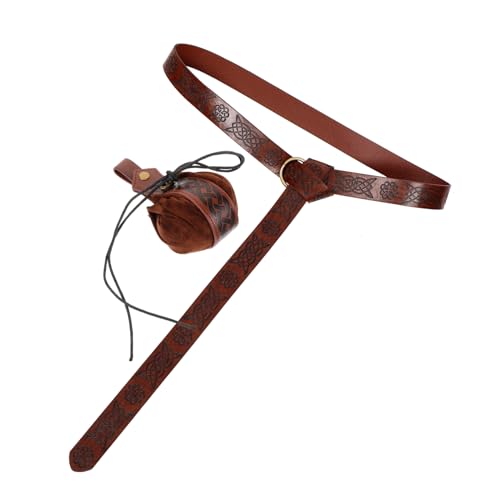 ANDRESLAD Mittelalterliches Gürtelset PU Geprägt mit Retro Gürteltasche Cosplay Zubehör für Herren Renaissance Kostüm Halloween LARP von ANDRESLAD