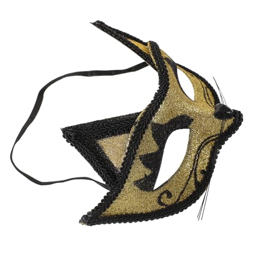 ANDRESLAD Venezianische Maske Goldfarben Realistisches Katzen-design für Halloween Kostüm Karneval Maskenball und Cosplay Atmungsaktiv und Bequem ANDRESLAD Venezianische Maske Goldfarben Realistisches Katzen-design für Halloween Kostüm Karneval Maskenball und Cosplay Atmungsaktiv und Bequem von ANDRESLAD