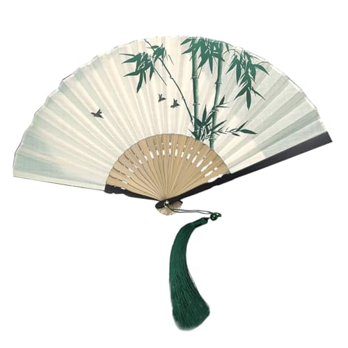 ANDRESLAD Vintage Faltbarer Handventilator im Retro Stil mit Quaste Chinesischer Tanzfächer für Party Dekoration Tragbarer Fächer mit Elegantem Hohlmuster für Sommer und Fotorequisiten von ANDRESLAD