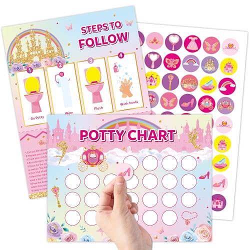 ANGOLIO Prinzessin Potty Training Chart - 10 Stück Rosa Princess Belohnungstafel Töpfchen mit 252 Töpfchentraining Aufkleber, Toilet Training Schritt Instructions Poster für Kids Kleinkinder Mädchen ANGOLIO Prinzessin Potty Training Chart - 10 Stück Rosa Princess Belohnungstafel Töpfchen mit 252 Töpfchentraining Aufkleber, Toilet Training Schritt Instructions Poster für Kids Kleinkinder Mädchen von ANGOLIO