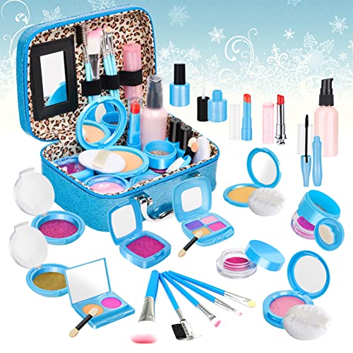 ANGREEL Kinderschminke Set für Mädchen, 23Stück Schminke Spielzeug mit Kosmetikkoffer, Rollenspiel Gsgeschenk für Prinzessin 3 4 5 6 7 Jahre alt (Vorgetäuschtes Makeup) von ANGREEL