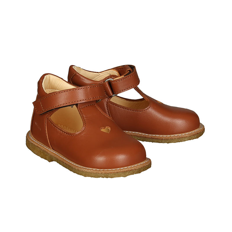 Lauflernschuhe MARY JANES HEART in cognac von ANGULUS