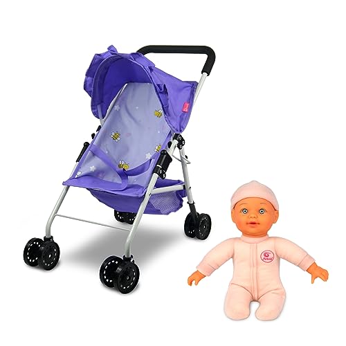 ANIVIA Puppenwagen, Puppen Buggy Kinderwagen, Buggy mit Anschnallgurt und Einkaufsnetz - Babyspielzeug, Modern von ANIVIA