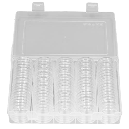ANKROYU 100 Stück Münzkapseln Aufbewahrungsbox, Runde Transparente Kunststoff Münzhalter, PC Münzbehälterbox mit Schaumstoffdichtung für Münzsammlung und Ausstellung von ANKROYU