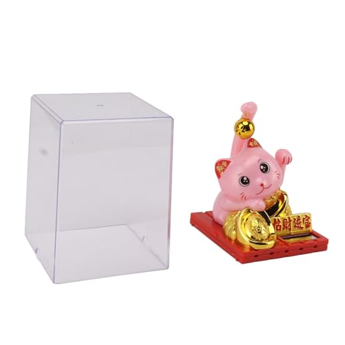 ANKROYU Arm Weaving Fortune Cat Solar Powered Light Induktion Lucky Cat Dekoration für Schreibtische Windows Car Dashboards rosa (Groß) von ANKROYU