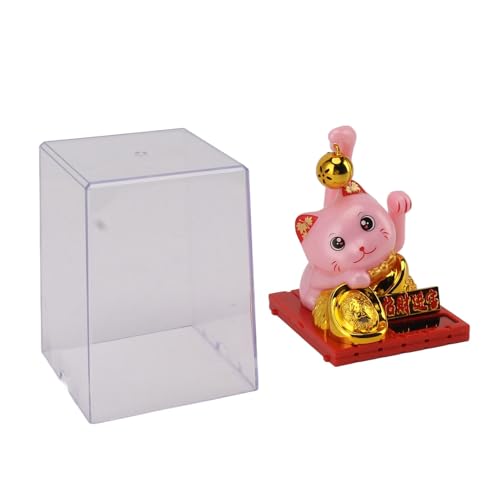 ANKROYU Arm Weaving Fortune Cat Solar Powered Light Induktion Lucky Cat Dekoration für Schreibtische Windows Car Dashboards rosa (Klein) von ANKROYU