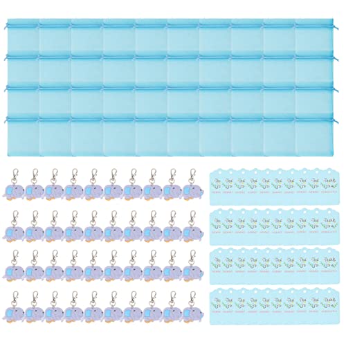 ANKROYU Babypartybevorzugungen Silicon Animal Schlüsselanhänger Danke Tags Organza Bags Party Geschenkset 120pcs süße Dekorationen für Babyparty Geburtstag Weihnachten Partyzubehör (Typ c) von ANKROYU