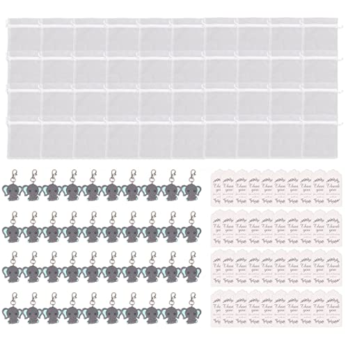 ANKROYU Babypartybevorzugungen Silicon Animal Schlüsselanhänger Danke Tags Organza Bags Party Geschenkset 120pcs süße Dekorationen für Babyparty Geburtstag Weihnachten Partyzubehör (Typ d) von ANKROYU