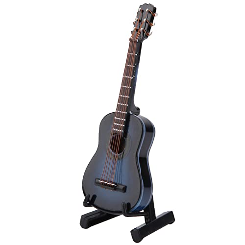 ANKROYU Gitarrenmodell-Dekor, Miniatur-Gitarrenmodell-Display aus Holz Mit Ständer Und Aufbewahrungsbox, Bastel-Heimdekoration, Miniatur-Puppenhaus-Display-Zubehör(Blue 10CM) von ANKROYU