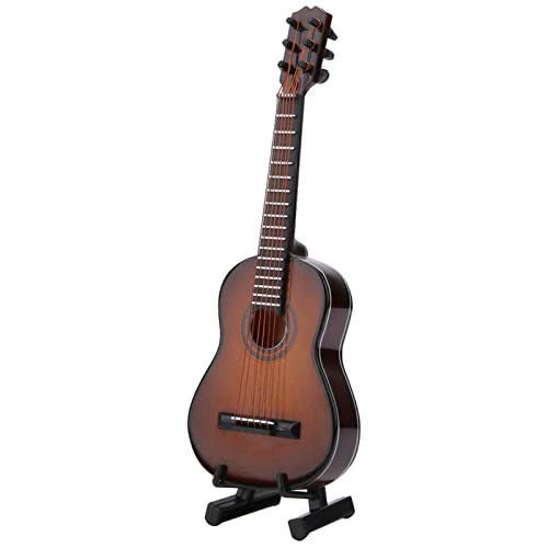 ANKROYU Gitarrenmodell-Dekor, Miniatur-Gitarrenmodell-Display aus Holz Mit Ständer Und Aufbewahrungsbox, Bastel-Heimdekoration, Miniatur-Puppenhaus-Display-Zubehör(Brown 14CM) von ANKROYU