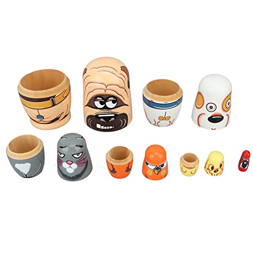 ANKROYU Hund Nesting Dolls Holz handgefertigte dekorative russische Nistpuppenspielzeug für Kinder Weihnachtsgeburtstag Wünsche Haushalt Dekoration Festival e von ANKROYU