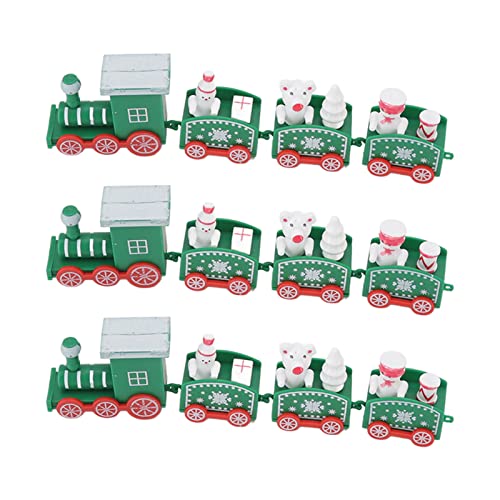 ANKROYU Kleine Zug Weihnachtsation Mini Zugation Set exquisite Urlaub ative Requisiten für Weihnachten Neujahr Hochzeits Geburtstagsfeier rotes Grün weiße Plastik 3 Sets 20cm (Grün) von ANKROYU