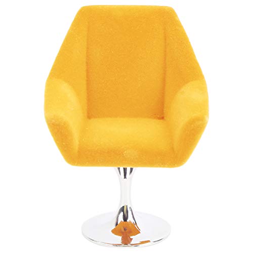 ANKROYU Mini-Möbel-Sessel, Mini-Puppenhaus-Sofastuhl, Für 1:12 Miniatur-Puppenhaus, Rotierender Beflockungsstuhl, Zubehör Für Puppenhaus-Dekoration(Gelb) von ANKROYU