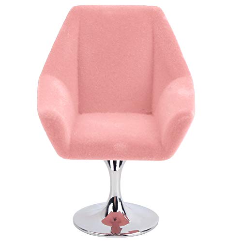 ANKROYU Mini-Möbel-Sessel, Mini-Puppenhaus-Sofastuhl, Für 1:12 Miniatur-Puppenhaus, Rotierender Beflockungsstuhl, Zubehör Für Puppenhaus-Dekoration(Rosa) von ANKROYU
