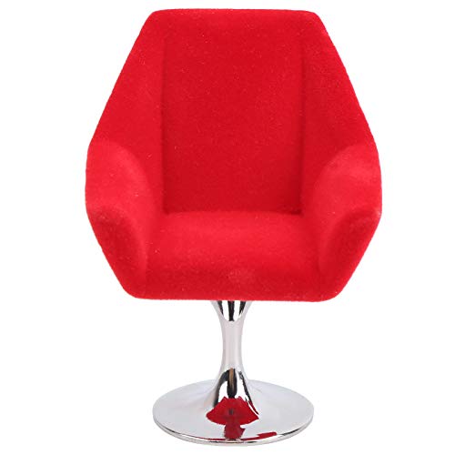 ANKROYU Mini Puppenhaus Sofa Stuhl, 1:12 Mini Puppenhaus Drehstuhl, Beflockter Stuhl, Mini Puppenhaus Möbel, Sessel, Mini beflocktes Sofa, Möbelmodell, Dekoratives Puppenhaus Zubehör(Rot) von ANKROYU